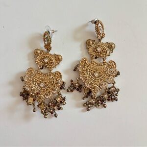 Gold Filigree Dangle Earrings - Elegant Women's Jewelry